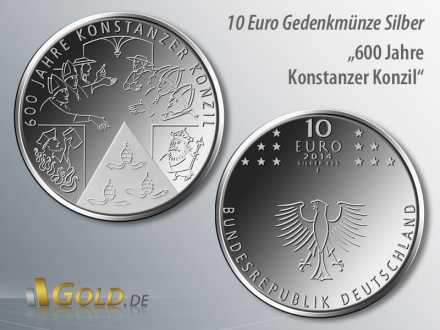 4. Ausgabe 2014: 600 Jahre Konstanzer Konzil, 10 Euro Silber-Gedenkmünze