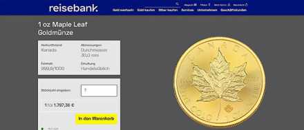 Reisebank Maple Leaf Gold Onlineshop