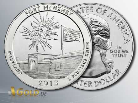 America the Beautiful 2013, 19. Maryland - Fort McHenry National Monument and History Shrine (5 oz Silber)