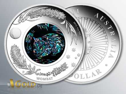 Australian Opal Series, 1 oz Silber PP, Münze mit Opal, 2. Ausgabe 2012: Wombat