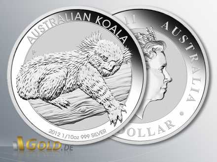 Australien Koala, 1 oz in Silber, Motiv von 2012