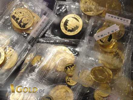 China Panda Gold in Münzfolie, verschiedene Stückelungen