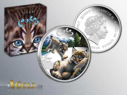 The Cubs - Lynx- Luchs 2016 1/2oz Silber Colored Proof