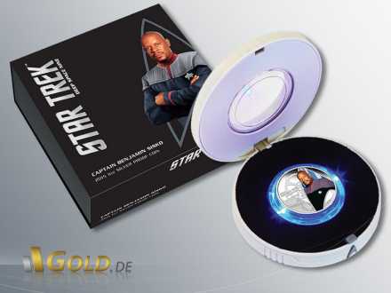 Deep Space Nine, Captain Benjamin Sisko, Silbermünze Etui und Verpackung