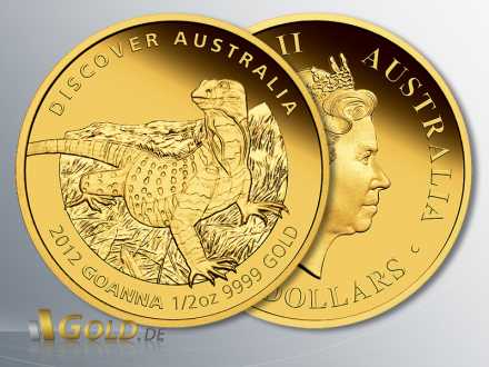 Discover Australia Gold-Münze 2012, Goanna (Waran), 1/2 oz Gold PP