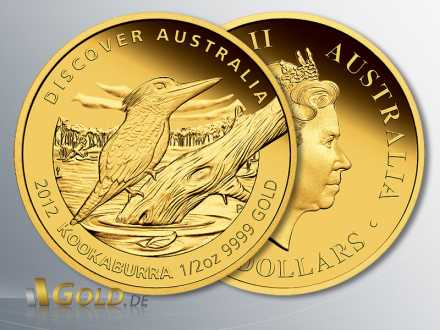 Discover Australia Goldmünze 2012, Kookaburra, 1/2 Unze Gold PP