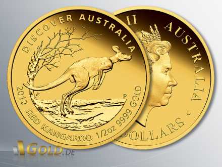 Discover Australia Gold 2012, Red Kangaroo (Känguru), 1/2 oz PP
