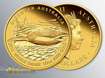 Discover Australia Gold-Münze 2012, Whale Shark (Walhai), 1/2 oz Polierte Platte