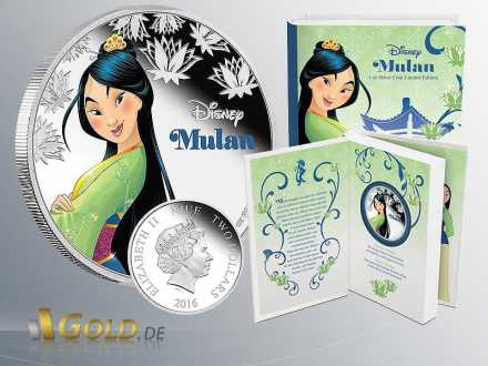 Disney Mulan, Silbermünze 1 oz Proof 2016 mit Märchenbuchhülle