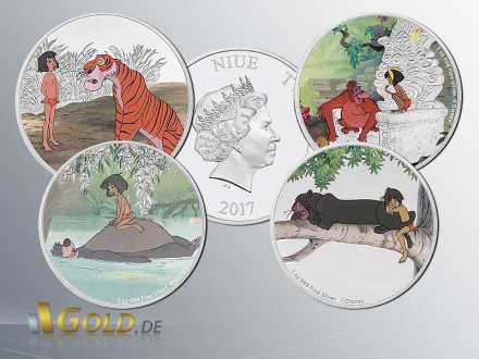 Dschungelbuch 50 Jahre - 4 x 1 oz Silbermünzen koloriert
