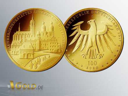 Goldeuro 2017 Luthergedenkstätten Eeisleben und Wittenberg 100 Euro, 1/2 oz Gold