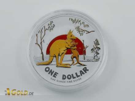 Colorierte Kangaroo-Münze (farbig)