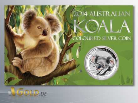 Australian Koala 1 oz Silber 2014 im Blister, koloriert (farbig)