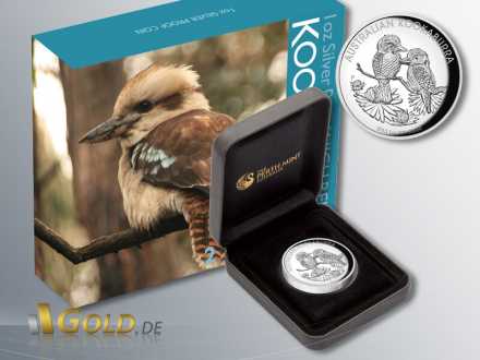 Kookaburra High Relief 2013 in Silber mit Verpackung