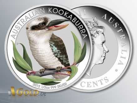 Kookaburra 2012 in Farbe, 1/2 oz, Teil des Australian Outback 2012 Sets