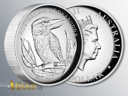 Australian Kookaburra High Relief von 2012, 1 oz Silber