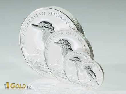 Silber Kookaburra in den Einheiten 1 kg, 10 oz, 2 oz und 1 oz