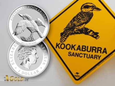 Kookaburra Motiv und Avers der Silbermünze aus Australien