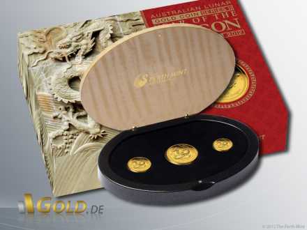 Lunar II Drache Gold 2012, 3 Coin Set