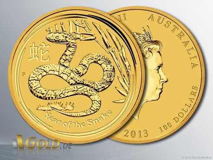 Lunar Serie II Gold, Motiv 2013: Schlange, 1 oz