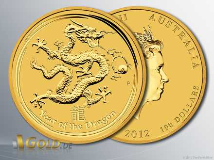 Lunar Serie II Gold, Motiv 2012: Drache, 1 oz