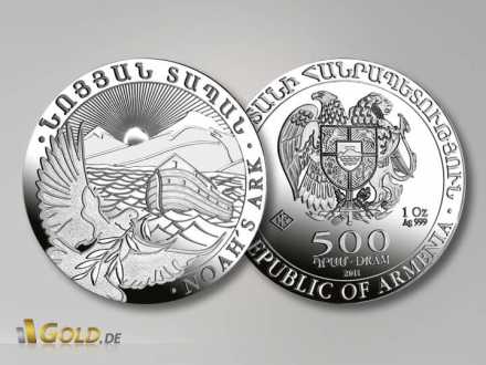 Silbermünze Arche Noah aus Armenien