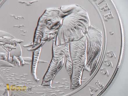 Somalia Elefant aus Silber in Detailansicht