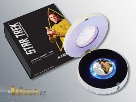 Raumschiff Enterprise, Captain Kirk, Silbermünze in Schatulle mit Verpackung