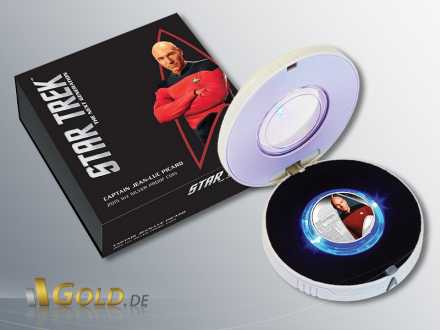 Raumschiff Enterprise Next Generation, Captain Picard, Silbermünze in Etui mit Verpackung