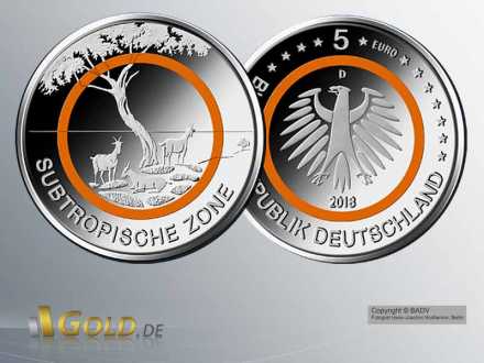 5 Euro Sammlermünze Subtropische Zone aus der Serie Klimazonen der Erde