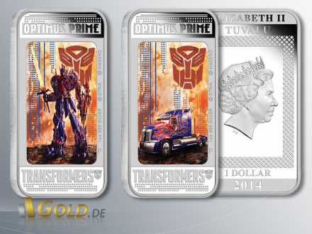 Transformers - Optimus Prime, Lenticular (3-D-Rasterbild), eckige Silbermünze 1 oz