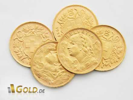 20 Franken Vreneli in Gold aus der Schweiz