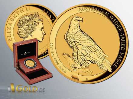Wedge-tailed Eagle 2017 High Relief 5 oz Goldmünze