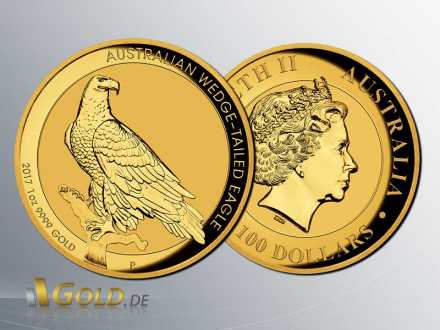 Wedge-tailed Eagle 2017 High Relief 1 oz Goldmünze