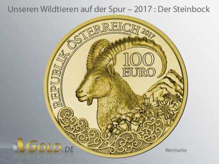 Wildtiere Österreich in Gold 2017: Der Steinbock (Wertseiteseite)