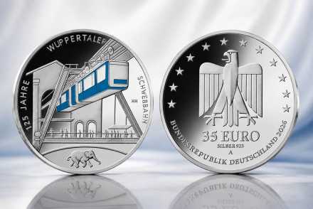Vorverkauf 35 Euro Silbermünze - 125 Jahre Wuppertaler Schwebebahn neues Nominal!