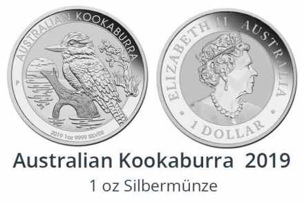 Australian Kookaburra 2019 in 1oz, 10 oz und 1 kg