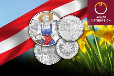 Neu aus Österreich: Ostermünze „Narzissen“ und „Aufdirndln – Leinen“!