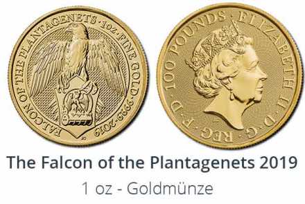 Falcon of the Plantagenets Gold Bullion - The Queens Beasts 2019