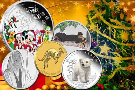 Gold- und Silbermünzen für Kinder zu Weihnachten