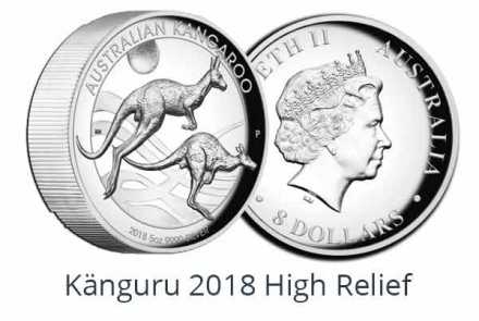 Känguru 2018 High Relief  Silber 1 oz und 5 oz 