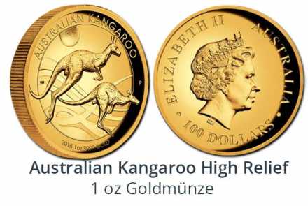 Kangaroo Gold 1 oz High Relief 2018