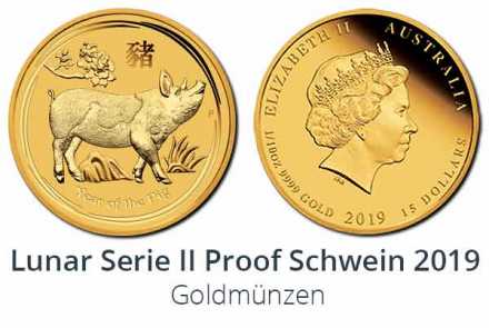 Schwein 2019 “Year of the Pig” Proof Goldmünze