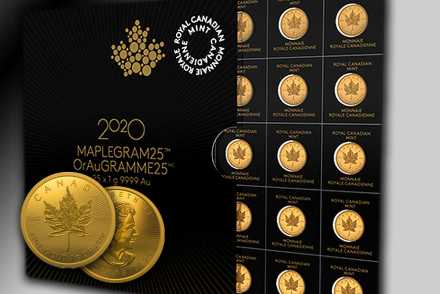 Maplegram 25 x 1 g Gold 2020 - Jetzt hier vergleichen!