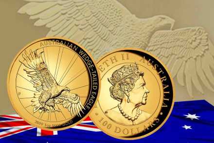 Neu 2019! Wedge-Tailed-Eagle in Gold PP High Relief