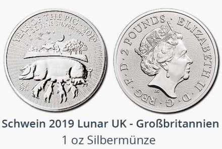 Year of the Pig 2019 Silber aus Großbritannien