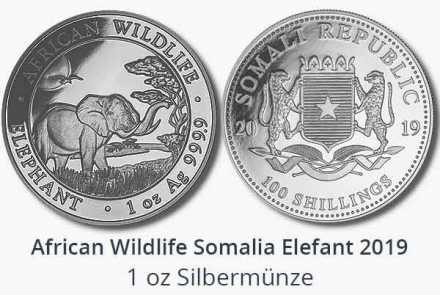 Somalia Elefant 2019 Silbermünze