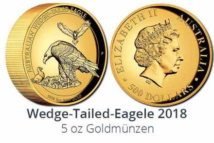 Wedge Tailed Eagle 5 oz Gold High Relief