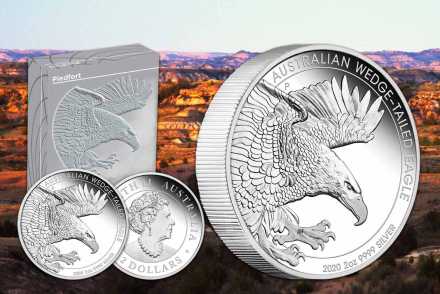Wedge-Tailed Eagle Silber 2 oz Piedfort 2020 - Jetzt Neu!
