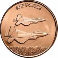 1 Unze Kupfermuenze US Air Force F-22 Raptor 